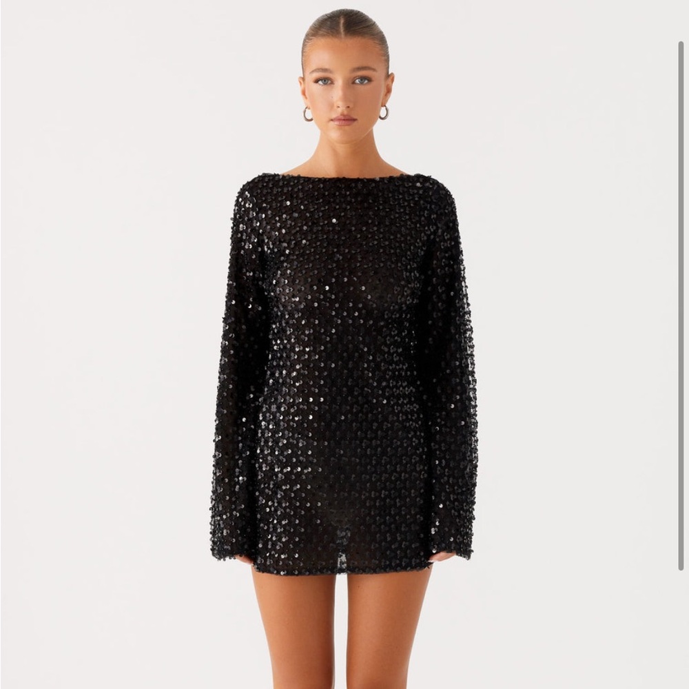 NWT Peppermayo Black Sequin Mini Dress